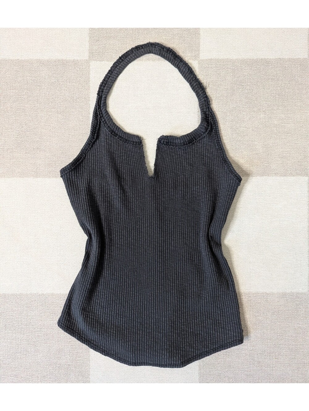 We The Free raw edge ribbed halter top